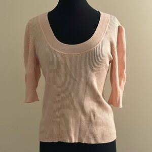J. Crew Puff-Sleeve Silk-Blend Sweater EUC - Pale Peach Size M